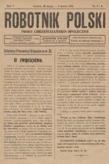 Robotnik Polski : pismo „Pismo Chrześcijańsko-Społeczne”. R. 5, 1928, nr 3-4