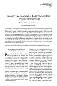 Inequity in a decentralised education system – evidence from Poland