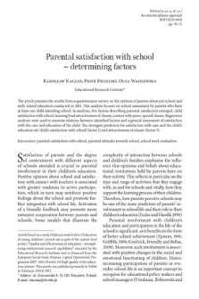 Parental satisfaction with school – determining factors