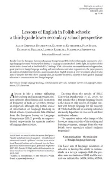 Lessons of English in Polish schools: a third-grade lower secondary school perspective