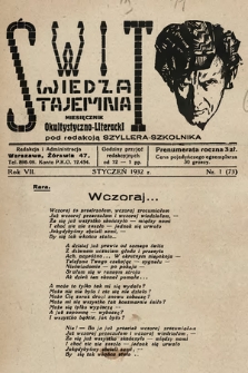 Świt : wiedza tajemna : miesięcznik okultystyczno-literacki. 1932, nr 1