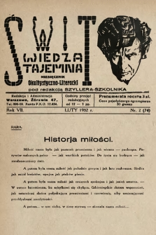 Świt : wiedza tajemna : miesięcznik okultystyczno-literacki. 1932, nr 2