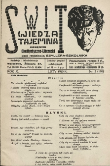 Świt : wiedza tajemna : miesięcznik okultystyczno-literacki. 1935, nr 2