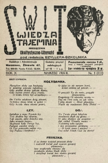 Świt : wiedza tajemna : miesięcznik okultystyczno-literacki. 1935, nr 3