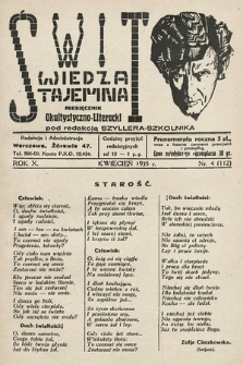 Świt : wiedza tajemna : miesięcznik okultystyczno-literacki. 1935, nr 4