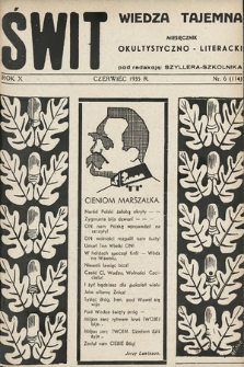 Świt : wiedza tajemna : miesięcznik okultystyczno-literacki. 1935, nr 6