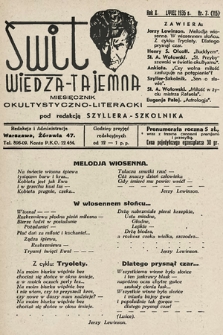 Świt : wiedza tajemna : miesięcznik okultystyczno-literacki. 1935, nr 7