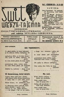 Świt : wiedza tajemna : miesięcznik okultystyczno-literacki. 1935, nr 10