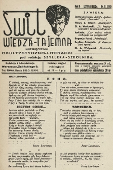 Świt : wiedza tajemna : miesięcznik okultystyczno-literacki. 1935, nr 11