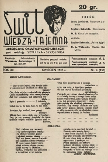 Świt : wiedza tajemna : miesięcznik okultystyczno-literacki. 1937, nr 4