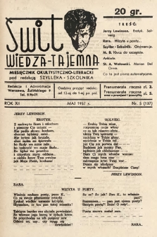 Świt : wiedza tajemna : miesięcznik okultystyczno-literacki. 1937, nr 5