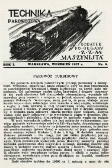 Technika Parowozowa : dodatek do organu Z.Z.M. „Maszynista”. 1927, nr 9