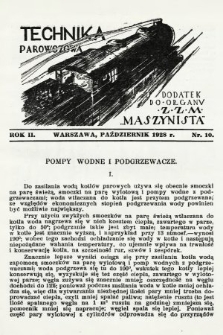 Technika Parowozowa : dodatek do organu Z.Z.M. „Maszynista”. 1928, nr 10