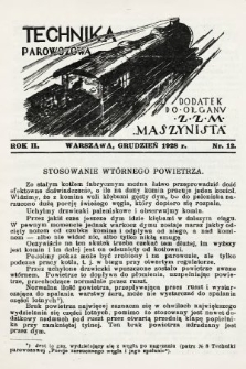 Technika Parowozowa : dodatek do organu Z.Z.M. „Maszynista”. 1928, nr 12