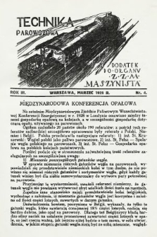 Technika Parowozowa : dodatek do organu Z.Z.M. „Maszynista”. 1929, nr 4