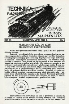 Technika Parowozowa : dodatek do organu Z.Z.M. „Maszynista”. 1929, nr 8