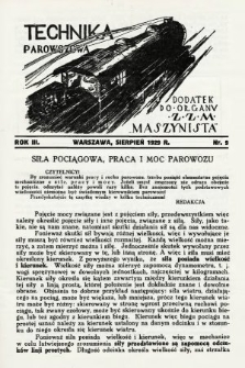 Technika Parowozowa : dodatek do organu Z.Z.M. „Maszynista”. 1929, nr 9