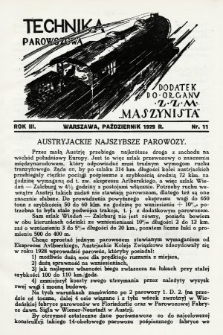 Technika Parowozowa : dodatek do organu Z.Z.M. „Maszynista”. 1929, nr 11
