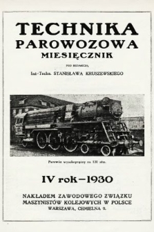 Technika Parowozowa : dodatek do organu Z.Z.M. „Maszynista”. 1930, spis rzeczy