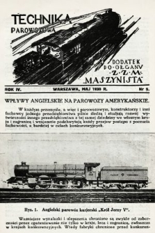 Technika Parowozowa : dodatek do organu Z.Z.M. „Maszynista”. 1930, nr 5