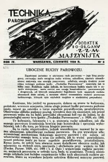 Technika Parowozowa : dodatek do organu Z.Z.M. „Maszynista”. 1930, nr 6