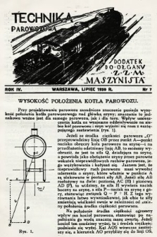 Technika Parowozowa : dodatek do organu Z.Z.M. „Maszynista”. 1930, nr 7