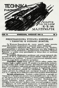 Technika Parowozowa : dodatek do organu Z.Z.M. „Maszynista”. 1930, nr 9