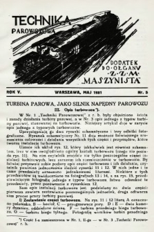 Technika Parowozowa : dodatek do organu Z.Z.M. „Maszynista”. 1931, nr 5
