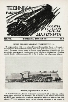 Technika Parowozowa : dodatek do organu Z.Z.M. „Maszynista”. 1933, nr 1