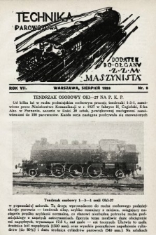 Technika Parowozowa : dodatek do organu Z.Z.M. „Maszynista”. 1933, nr 8
