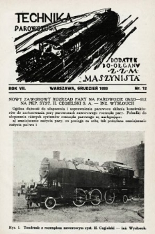 Technika Parowozowa : dodatek do organu Z.Z.M. „Maszynista”. 1933, nr 12