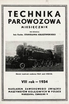 Technika Parowozowa : dodatek do organu Z.Z.M. „Maszynista”. 1934, spis rzeczy