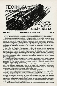 Technika Parowozowa : dodatek do organu Z.Z.M. „Maszynista”. 1934, nr 1