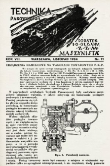 Technika Parowozowa : dodatek do organu Z.Z.M. „Maszynista”. 1934, nr 11