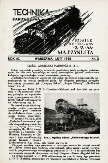 Technika Parowozowa : dodatek do organu Z.Z.M. „Maszynista”. 1935, nr 2