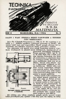 Technika Parowozowa : dodatek do organu Z.Z.M. „Maszynista”. 1936, nr 5