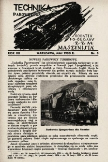 Technika Parowozowa : dodatek do organu Z.Z.M. „Maszynista”. 1938, nr 5