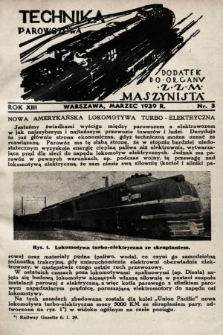 Technika Parowozowa : dodatek do organu Z.Z.M. „Maszynista”. 1939, nr 3