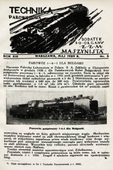 Technika Parowozowa : dodatek do organu Z.Z.M. „Maszynista”. 1939, nr 5