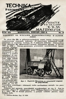 Technika Parowozowa : dodatek do organu Z.Z.M. „Maszynista”. 1939, nr 8