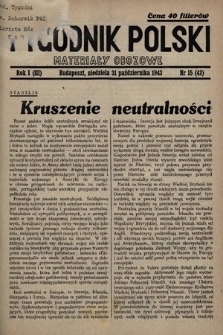 Tygodnik Polski : materiały obozowe. 1943, nr 15