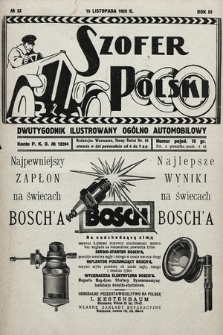 Szofer Polski : dwutygodnik ilustrowany ogólno automobilowy. 1926, nr 22