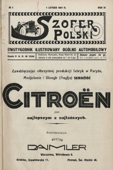 Szofer Polski : dwutygodnik ilustrowany ogólno automobilowy. 1927, nr 3