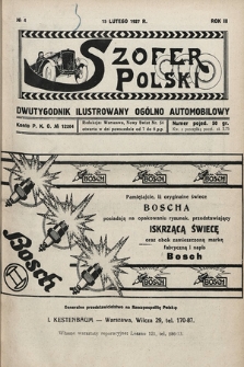 Szofer Polski : dwutygodnik ilustrowany ogólno automobilowy. 1927, nr 4