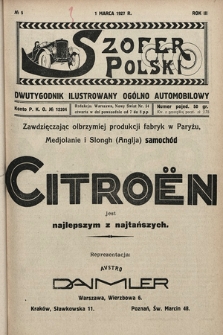 Szofer Polski : dwutygodnik ilustrowany ogólno automobilowy. 1927, nr 5