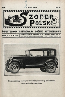 Szofer Polski : dwutygodnik ilustrowany ogólno automobilowy. 1927, nr 6