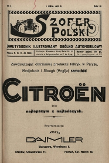 Szofer Polski : dwutygodnik ilustrowany ogólno automobilowy. 1927, nr 9