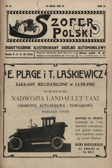 Szofer Polski : dwutygodnik ilustrowany ogólno automobilowy. 1927, nr 10