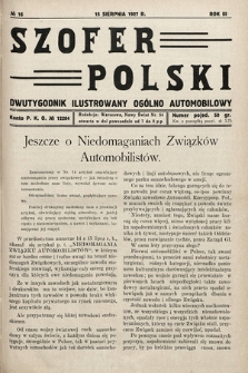Szofer Polski : dwutygodnik ilustrowany ogólno automobilowy. 1927, nr 16