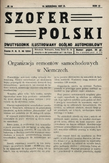 Szofer Polski : dwutygodnik ilustrowany ogólno automobilowy. 1927, nr 18